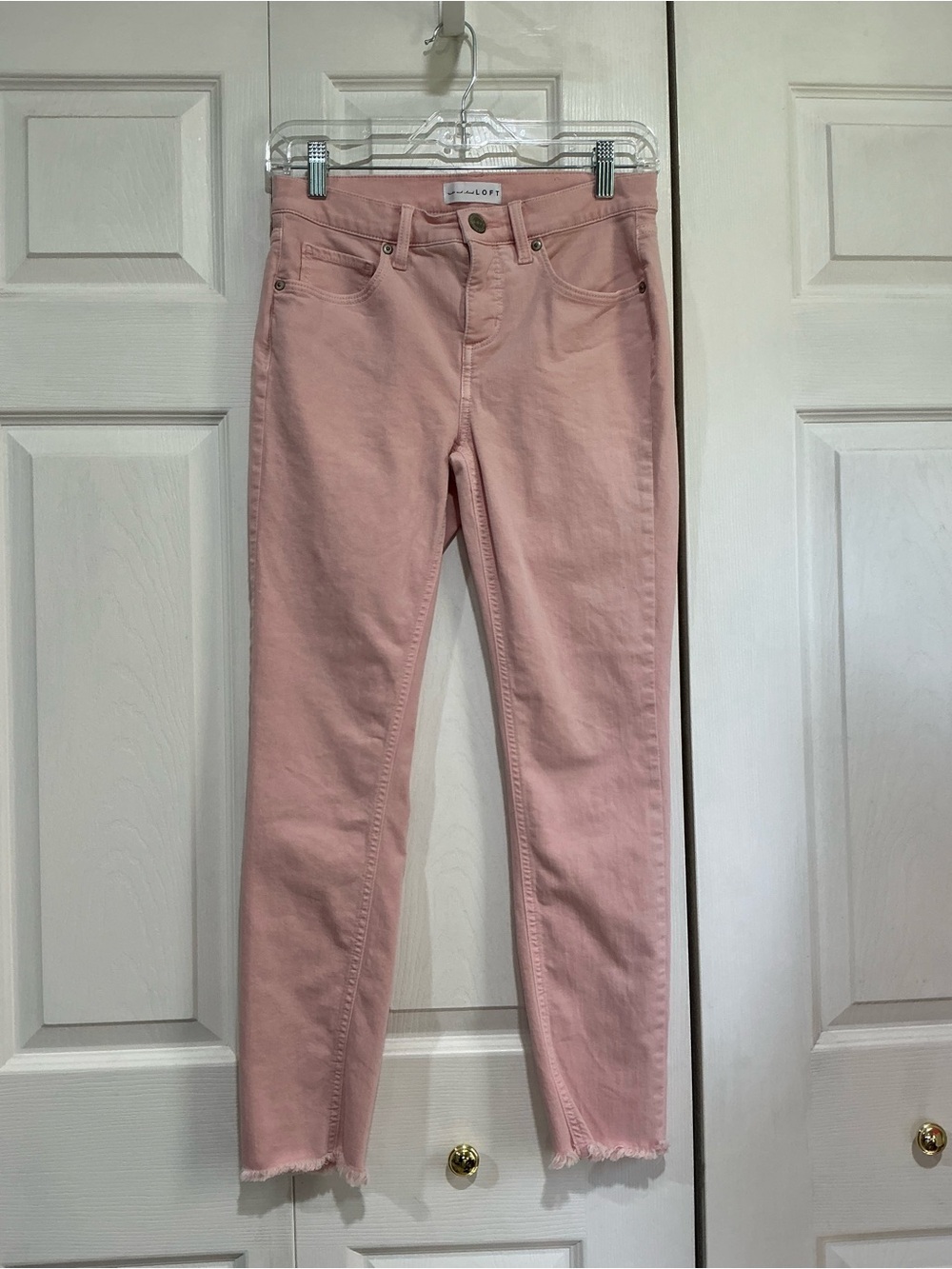 💙 Loft Modern Skinny Crop Pink Denim Jeans Raw Hem - 0/25 (01536)